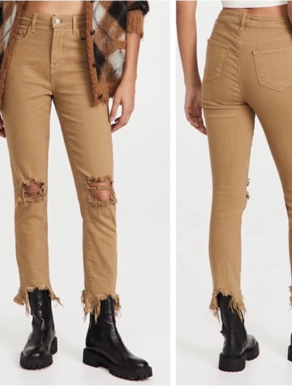 L’AGENCE Highline High Rise Destroyed Skinny Jeans in Sahara Waist 27